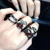 Kpop Gothic Irregular Stone Rings Y2K Aesthetic Red Stone Ring for Women Egirl Vintage Punk Geometry Rings Jewelry Accessories