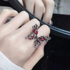 Kpop Gothic Irregular Stone Rings Y2K Aesthetic Red Stone Ring for Women Egirl Vintage Punk Geometry Rings Jewelry Accessories