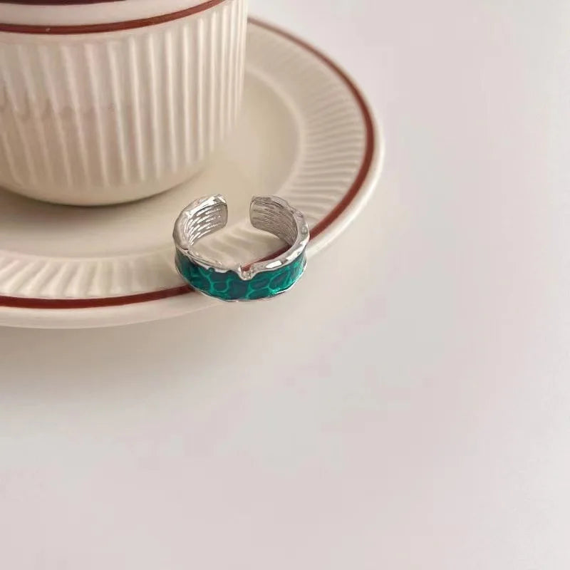 Kpop Gothic Irregular Stone Rings Y2K Aesthetic Red Stone Ring for Women Egirl Vintage Punk Geometry Rings Jewelry Accessories