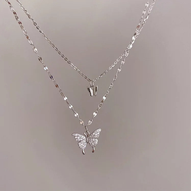 Kpop Vintage Butterfly Choker Heart Angel Pendant Clavicle Chain Necklace for Women Egirl Goth Cool Emo Punk Grunge Jewelry