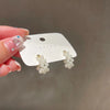 LATS   Exquisite White Flower Splicing Hoop Earrings for Women  Versatile C Earrings Korean Trend Elegant Jewelry
