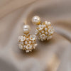 LATS   Exquisite White Flower Splicing Hoop Earrings for Women  Versatile C Earrings Korean Trend Elegant Jewelry
