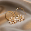 LATS   Exquisite White Flower Splicing Hoop Earrings for Women  Versatile C Earrings Korean Trend Elegant Jewelry