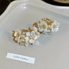 LATS   Exquisite White Flower Splicing Hoop Earrings for Women  Versatile C Earrings Korean Trend Elegant Jewelry