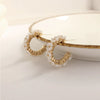 LATS   Exquisite White Flower Splicing Hoop Earrings for Women  Versatile C Earrings Korean Trend Elegant Jewelry