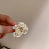 LATS   Exquisite White Flower Splicing Hoop Earrings for Women  Versatile C Earrings Korean Trend Elegant Jewelry