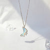 LATS Discoloration Moon Stainless Steel Chain Necklace Korea Colorful Glazed Stone Pendant Necklaces for Women  Jewelry