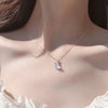 LATS Discoloration Moon Stainless Steel Chain Necklace Korea Colorful Glazed Stone Pendant Necklaces for Women  Jewelry