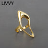 LIVVY Silver Color Geometric Hollow Ring Female  Smooth Exaggerated Exquisite Elegant Jewelry Accessories Gift