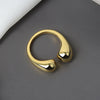 LIVVY Silver Color Jewelry  Double Ball Beads Opening Rings For Women Couple  Trend   Jewelry Gift