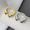 LIVVY Silver Color Jewelry  Double Ball Beads Opening Rings For Women Couple  Trend   Jewelry Gift