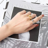 LIVVY Silver Color Jewelry  Double Ball Beads Opening Rings For Women Couple  Trend   Jewelry Gift