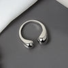 LIVVY Silver Color Jewelry  Double Ball Beads Opening Rings For Women Couple  Trend   Jewelry Gift