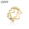 LIVVY Silver Color Love Heart Shell Finger Ring For Women  Party Wedding Jewelry Ring Gift  Trend