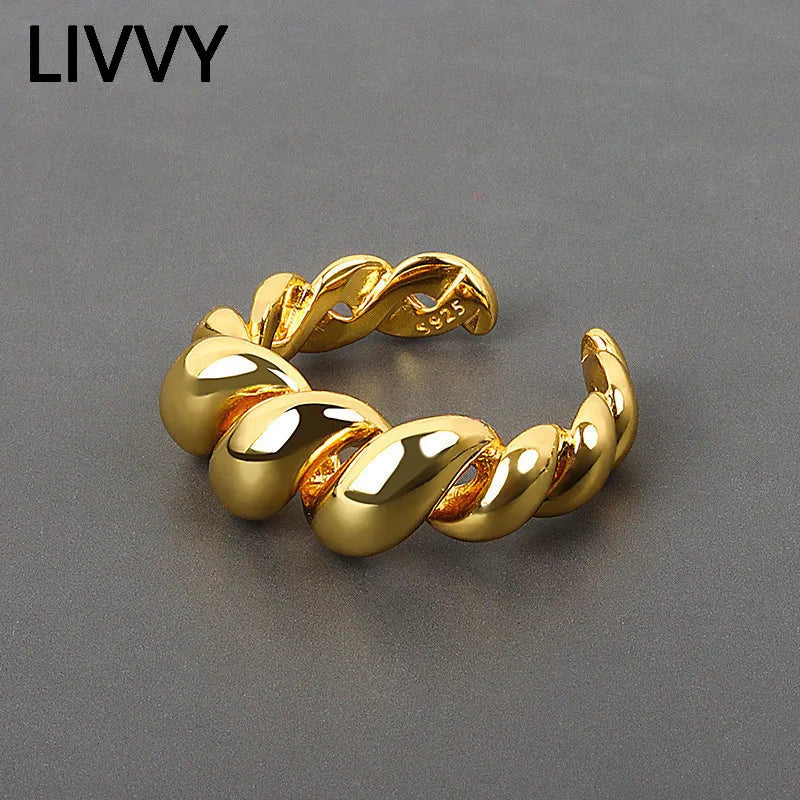 LIVVY  Silver Color Rings For Vintage  Trend Gold Color Bump Engagement For Women  Jewelry  Gifts Accessories