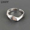 LIVVY Silver Color Simple Irregular Geometric Smooth Adjustable Rings for Women   Handmade Party Jewelry Gifts