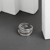 LIVVY Silver Color Wedding Rings Simple Geometric Multilayer Winding Handmade Jewelry for Women Size  Adjustable  Tre