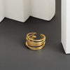 LIVVY Silver Color Wedding Rings Simple Geometric Multilayer Winding Handmade Jewelry for Women Size  Adjustable  Tre