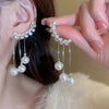 Luxury Bow Pearl Tassel Earrings for Women Bijoux Trendy Bridal Drop Dangling Earrings Statement High Jewelry Gifts