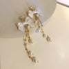 Luxury Bow Pearl Tassel Earrings for Women Bijoux Trendy Bridal Drop Dangling Earrings Statement High Jewelry Gifts