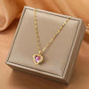 Colorful Crystal Ocean Heart Pendant Necklace For Women Korean  Stainless Steel Neck Chain Female Wedding Jewelry