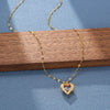 Colorful Crystal Ocean Heart Pendant Necklace For Women Korean  Stainless Steel Neck Chain Female Wedding Jewelry