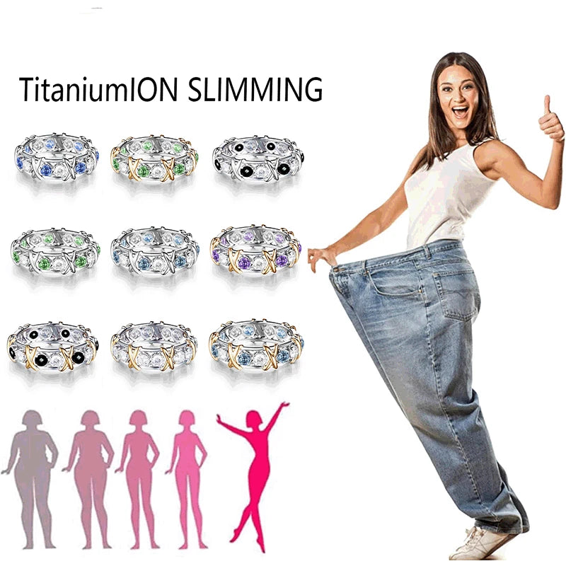 Cubic Zirconia Cross Rings for Women Slimming Health Care Weight Loss Ring Engagement Wedding Couple Gifts Charm Jewelry