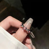 Luxury Exquisite Colored Small Zircon Rings for Women French Retro Crystal Stone Opening Ring Aesthetic Creative Wedding Jewelry