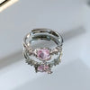 Luxury Exquisite Colored Small Zircon Rings for Women French Retro Crystal Stone Opening Ring Aesthetic Creative Wedding Jewelry