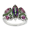 Blue Crystal Rhinestone Geometric Ring Women Exaggerated Silver Color Ring Engagement Wedding Anniversary Jewelry