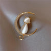 Opal Stone Cat Brooches For Women Elegant Rhinestone Cute Animal Owl Butterfly Flower Bee Lapel Pins Wedding Jewelry Gift