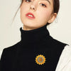 Yellow Enamel Sunflower Brooches For Women Rhinestone Plant Daisy Moon Flower Lapel Pins Clothes Badge Gorgeous Jewelry