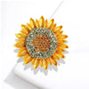Yellow Enamel Sunflower Brooches For Women Rhinestone Plant Daisy Moon Flower Lapel Pins Clothes Badge Gorgeous Jewelry