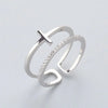 Zircon Gold Color Double Layer Adjustable Opening Rings For Women  Wedding Party Jewelry Birthday Gift