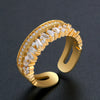 Zircon Gold Color Double Layer Adjustable Opening Rings For Women  Wedding Party Jewelry Birthday Gift