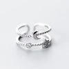 Zircon Gold Color Double Layer Adjustable Opening Rings For Women  Wedding Party Jewelry Birthday Gift