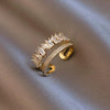 Zircon Gold Color Double Layer Adjustable Opening Rings For Women  Wedding Party Jewelry Birthday Gift