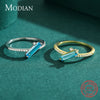MODIAN New Pure 925 Sterling Silver Rings for Women Dating Party Daily-Life Sky Blue Zirconia Ring Fine Jewelry Gift Bijoux