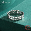 MODIAN 2024 Real 925 Sterling Silver Lucky Leaves Stackable Finger Ring Vintage Wheat Stud Earrings For Women Fine Jewelry Sets