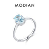 MODIAN 925 Sterling Silver Classic Rainbow Cubic Zirconia Cocktail Party Ring Luxury Delicate Finger Ring For Women Fine Jewelry
