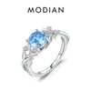 MODIAN 925 Sterling Silver Classic Rainbow Cubic Zirconia Cocktail Party Ring Luxury Delicate Finger Ring For Women Fine Jewelry