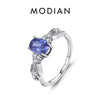 MODIAN 925 Sterling Silver Classic Rainbow Cubic Zirconia Cocktail Party Ring Luxury Delicate Finger Ring For Women Fine Jewelry