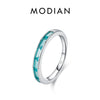 MODIAN 925 Sterling Silver Crown Paraiba Emerald Cut Zircon Ring For Women Cocktail Party Fine Jewelry