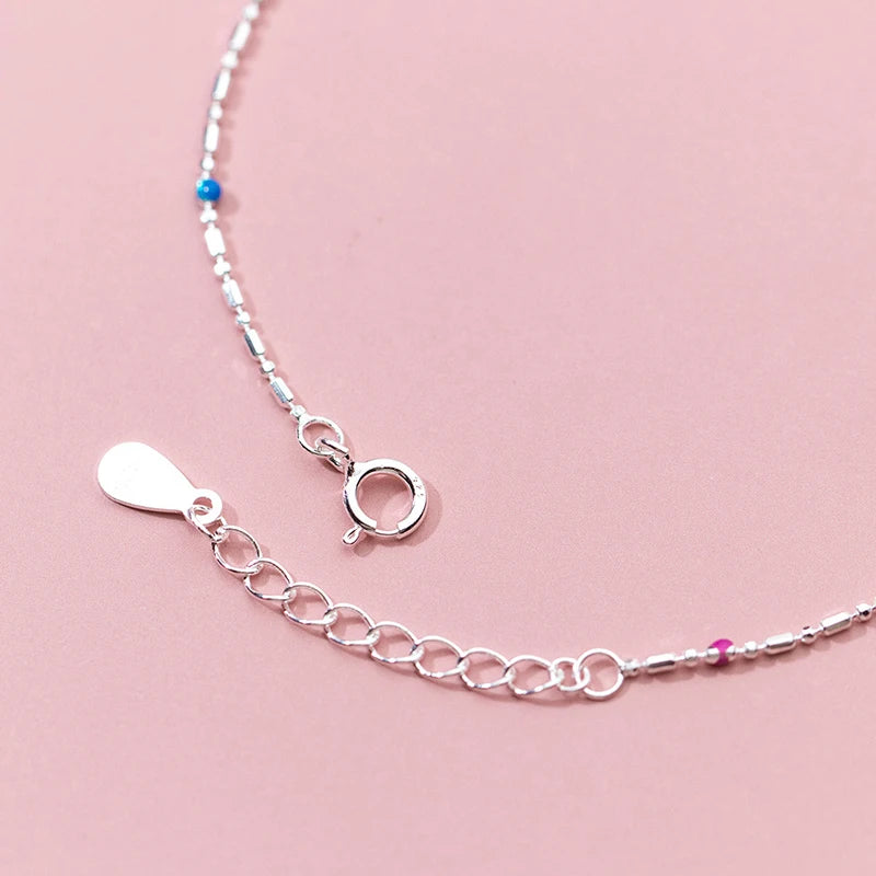 MODIAN 925 Sterling Silver Cute Flower Link Chain Bracelet For Trendy Gold Color Enamel Bracelets For Women Fine Jewelry Gift