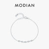 MODIAN 925 Sterling Silver Dainty Simple Shiny Stackable Bracelet For Women White Gold Plated Link Chain Trendy Jewelry