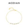 MODIAN 925 Sterling Silver Dainty Simple Shiny Stackable Bracelet For Women White Gold Plated Link Chain Trendy Jewelry