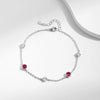 MODIAN 925 Sterling Silver Dazzling Prong Setting Round Red CZ Bracelet Link Chain Adjustable For Women Party Fine Jewelry Gift