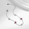 MODIAN 925 Sterling Silver Dazzling Prong Setting Round Red CZ Bracelet Link Chain Adjustable For Women Party Fine Jewelry Gift