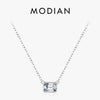 MODIAN 925 Sterling Silver Delicate Emerald Cut Rectangle CZ Pendant Necklace For Women Wedding Party Fine Jewelry Gift