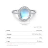 MODIAN 925 Sterling Silver Delicate Luxurt Oval Moonstone Party Finger Ring Shiny Rainbow Color Fine Jewlry For Women Gift